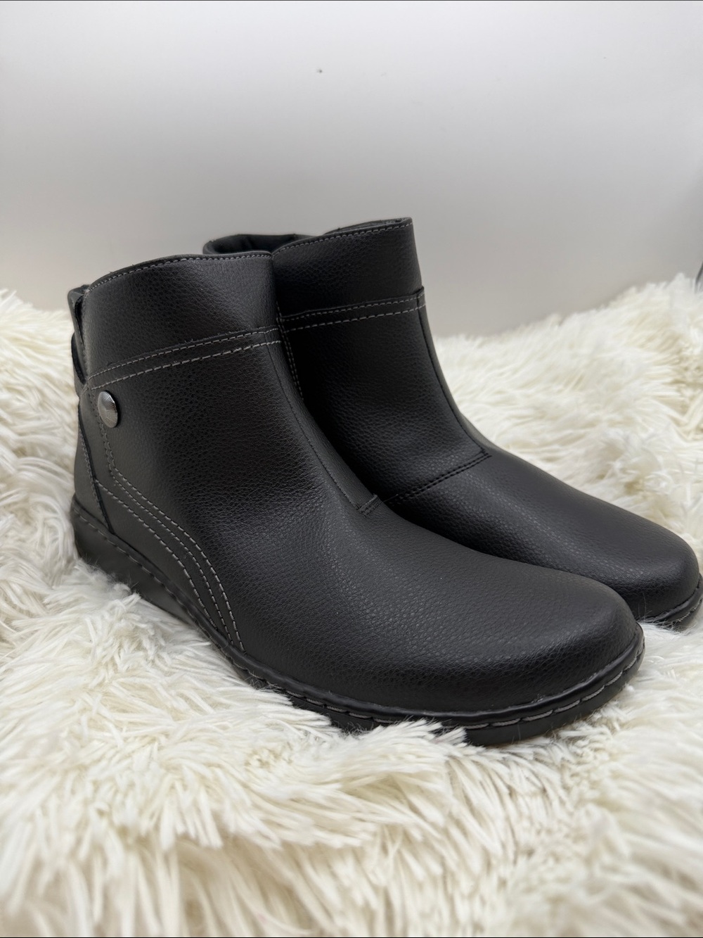 Clarks Ashland Mabel  Black Women's Ankle Booties - Slip-On Comfort